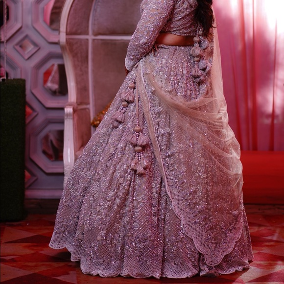 Beautiful Beige & Silver coloured bridal and/or party lehenga. - Picture 2 of 7